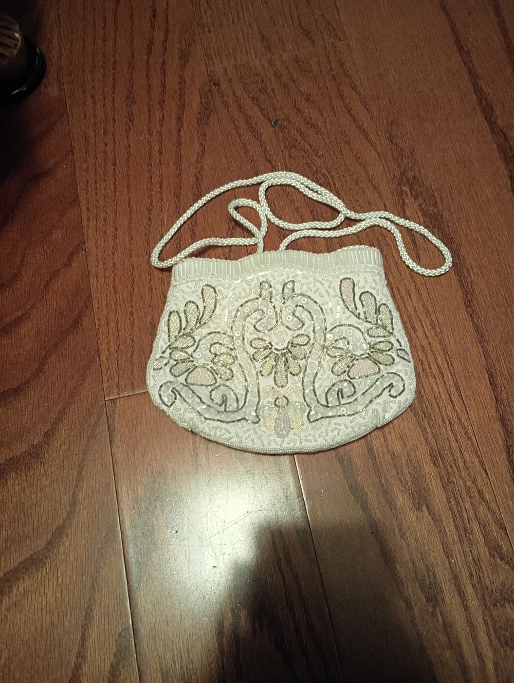 Beaded Satin Ivory Evening Crossbody Bridal Bag